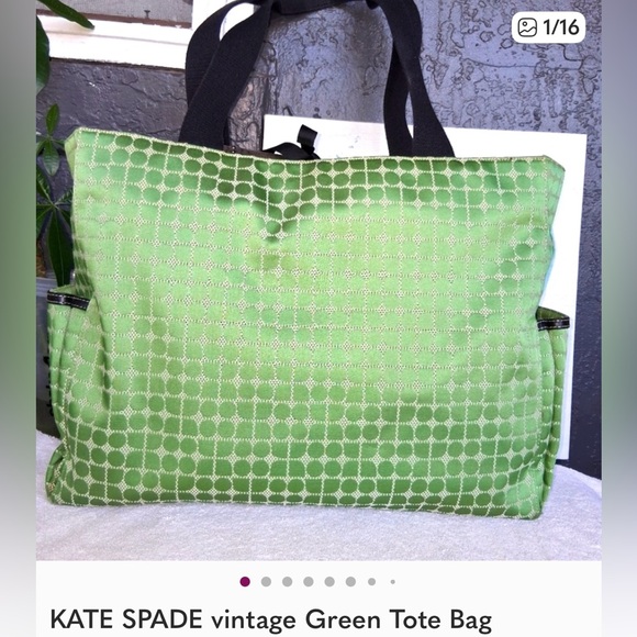 Kate Spade Lime Green Patterned Tote - Picture 1 of 8